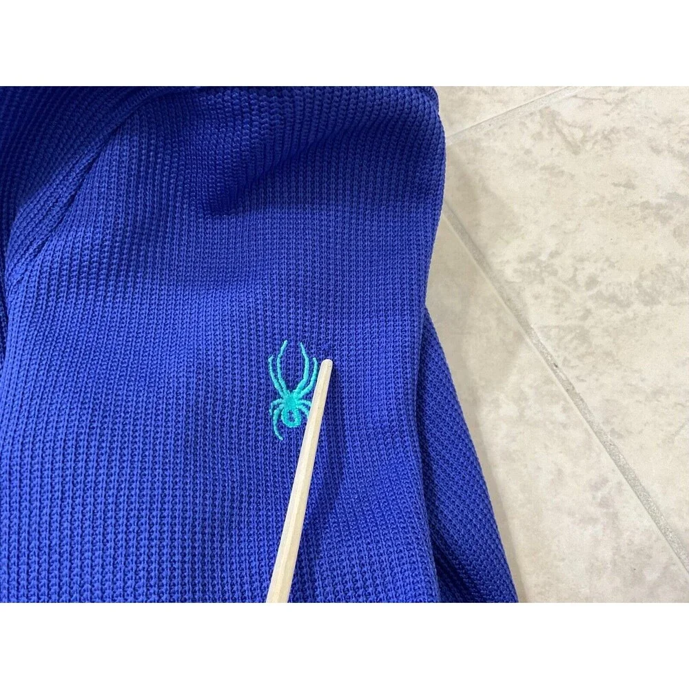SPYDER full zip sweater jacket Core  Youth sz XL /18 Blue logo zip pull & sleeve